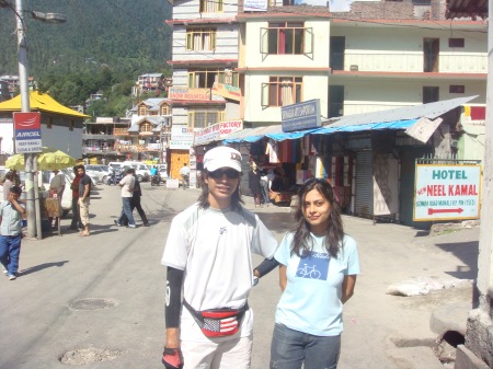 Masusmi and I at Manali Mall before the ride began- could not have imagined doing this trip without her anyway...........
